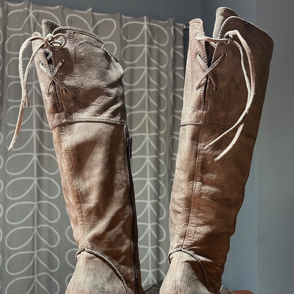 Anthropologie One by 2 platform heels brown taupe boots sz 38.5 fits US 8.5 – 9 - Picture 4 of 9
